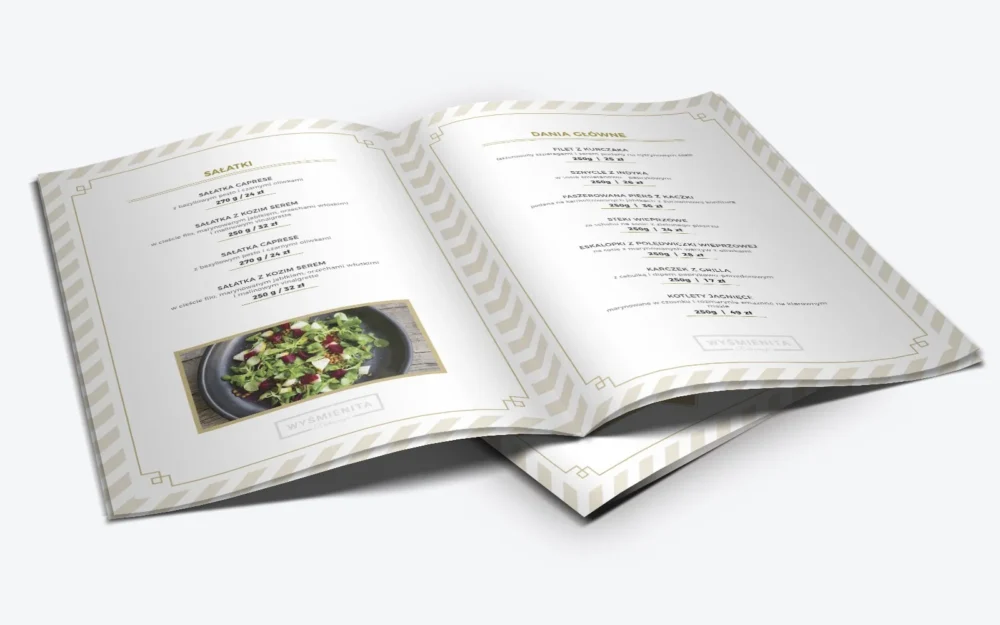 nowoczesna karta menu restauracja projekt