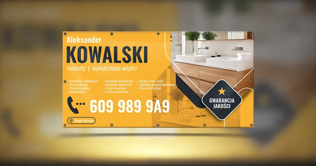 baner-budowalny-zolty-1024x537 Banery reklamowe dla firm budowlanych: Co powinny zawierać? Przykłady, wskazówki