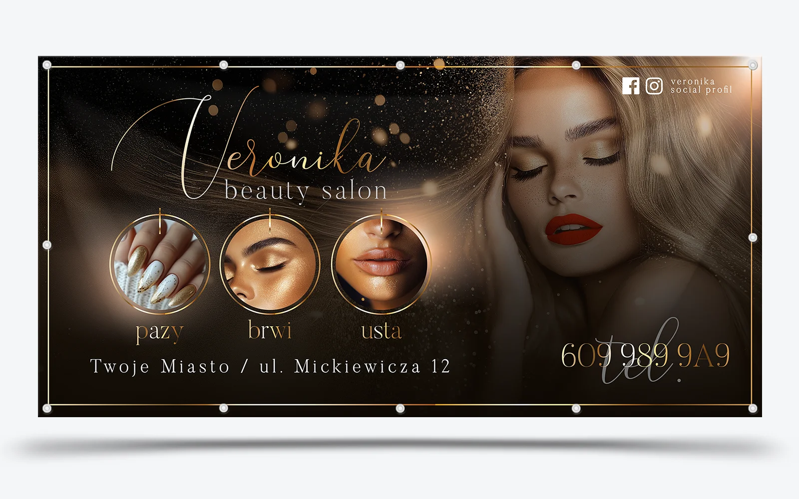 baner beauty kosmetyczny czarno złoty