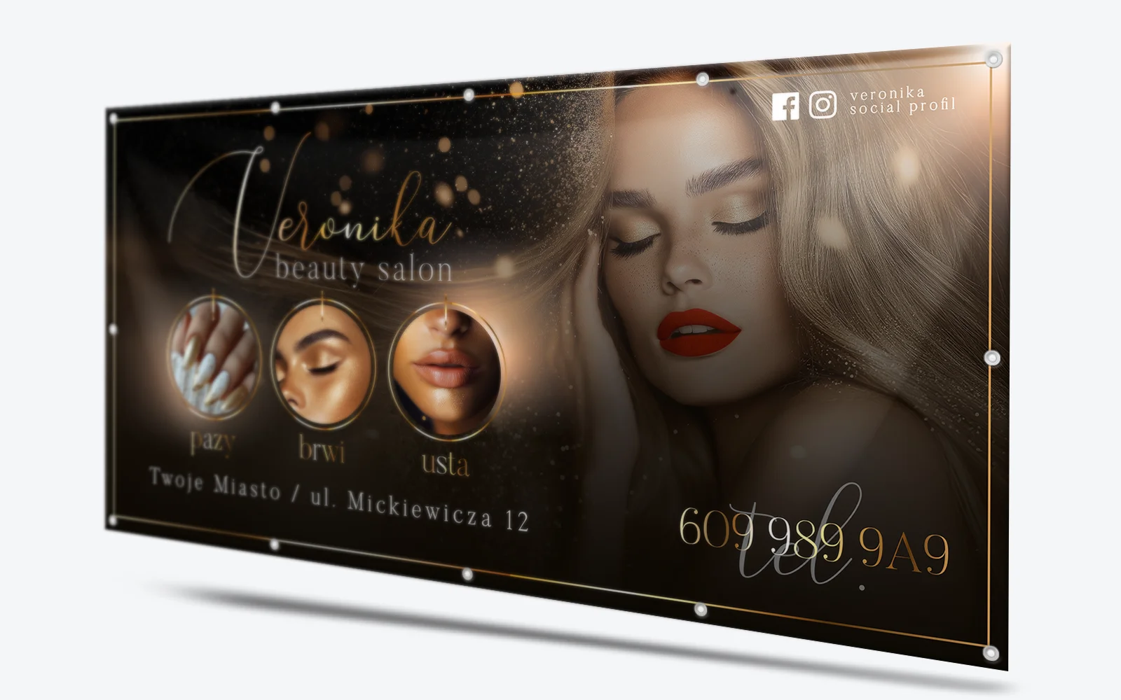 baner beauty kosmetyczny czarno złoty