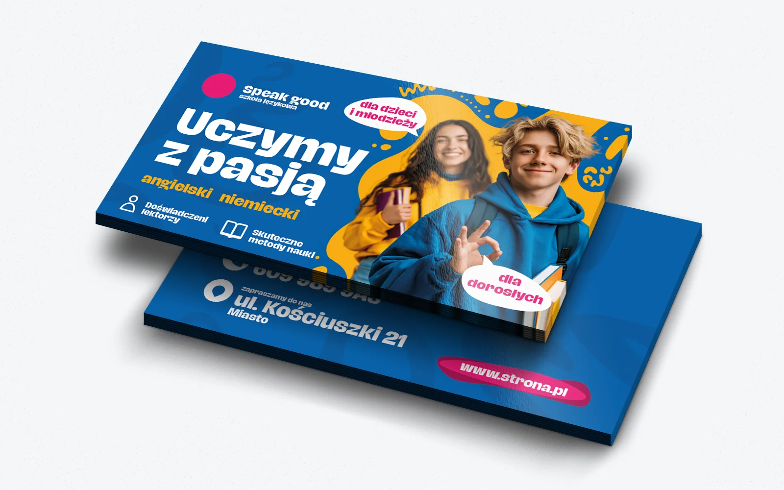 wizytówka dla szkoły językowej