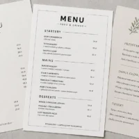karty menu do restauracji