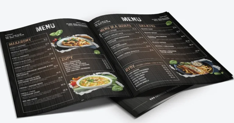 karta menu restauracji