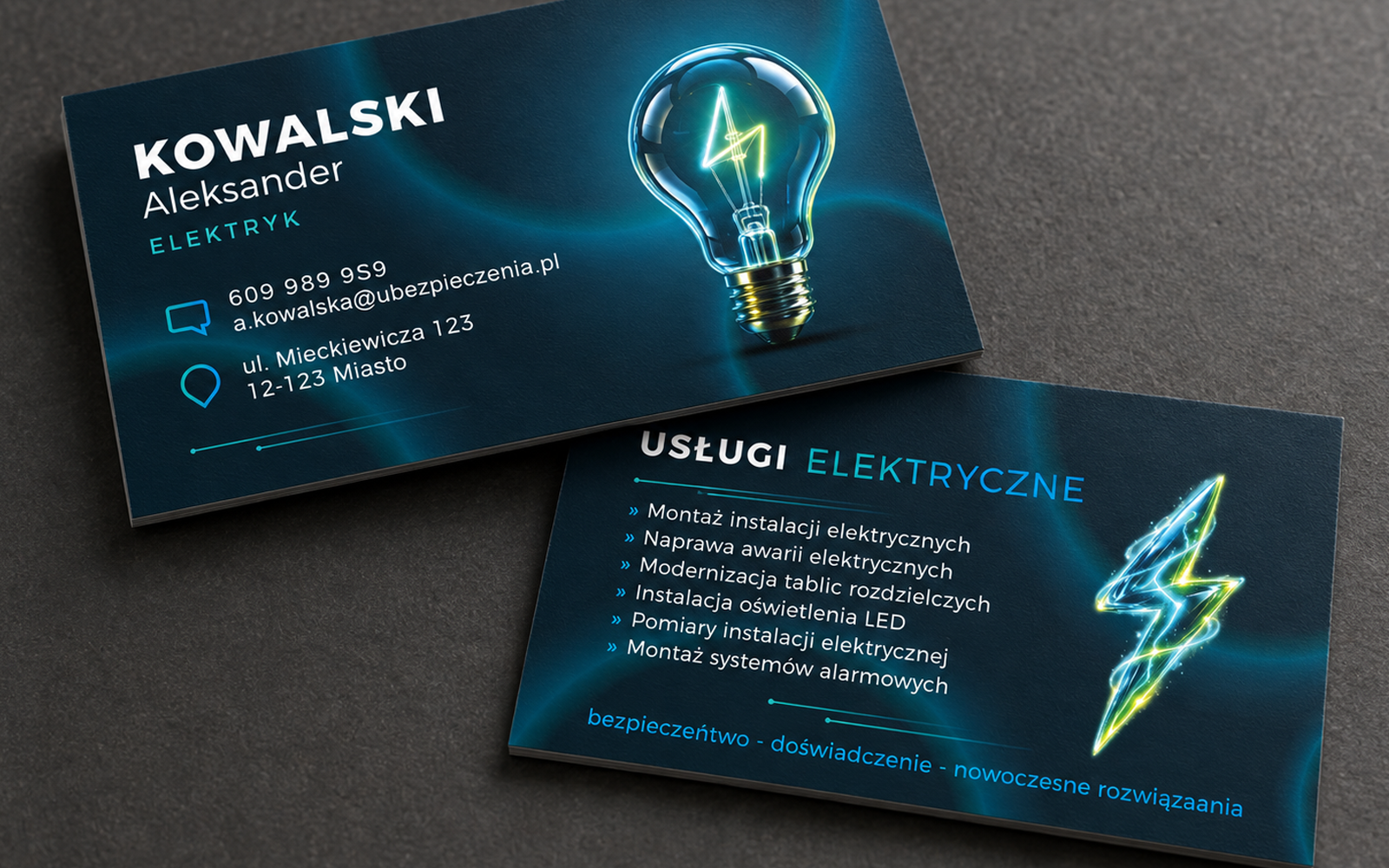 wizytówka dla elektryka