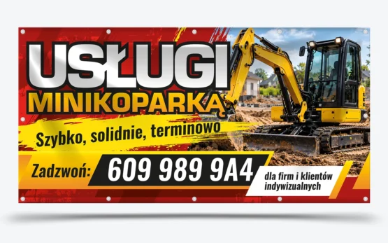 baner usługi minikoparką projekt druk